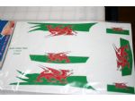 The completed Welsh Dragon flash. The metallic finish is bonded after the solid colours are applied.